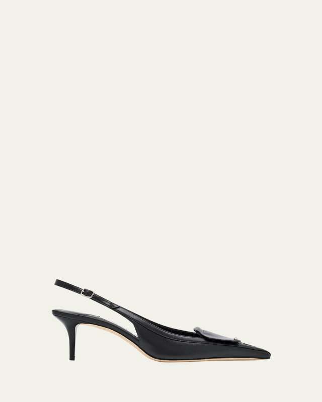Frances Leather Fold Slingback Pumps